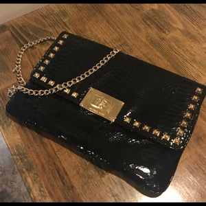 Michael Kors Faux Black Python Clutch/Shoulder Bag
